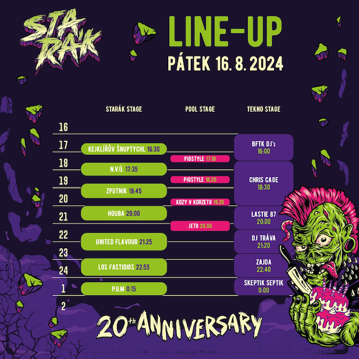 Starák Fest 2024 - LineUp - Pátek