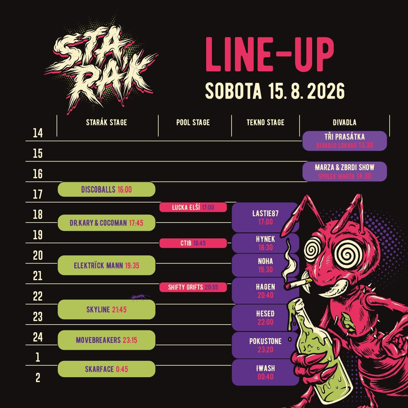 Starák Fest – Line Up - Sobota